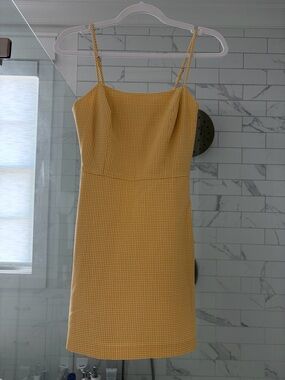 Aritzia Wilfred Isabelle Mini Yellow Gingham Dress